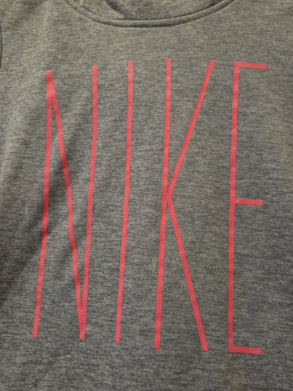 ​Nike Dri-Fit Girls XL Heather Gray Pink Neon Logo Pullover Athletic Hoodie EUC